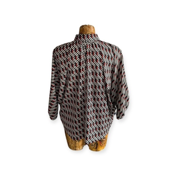 Porridge Anthropologie top blouse black red small vintage retro - Picture 4 of 9